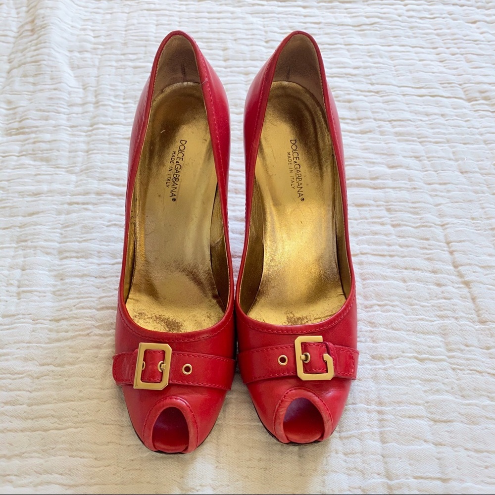 Dolce & Gabbana red peep-toe stilettos